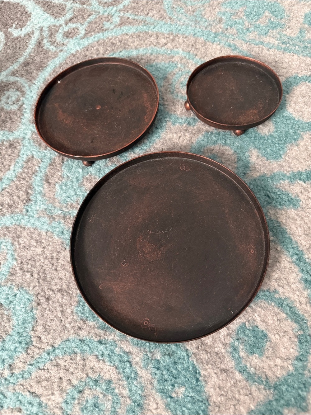 3Pc. Rubbed Bronze Trinket Trays